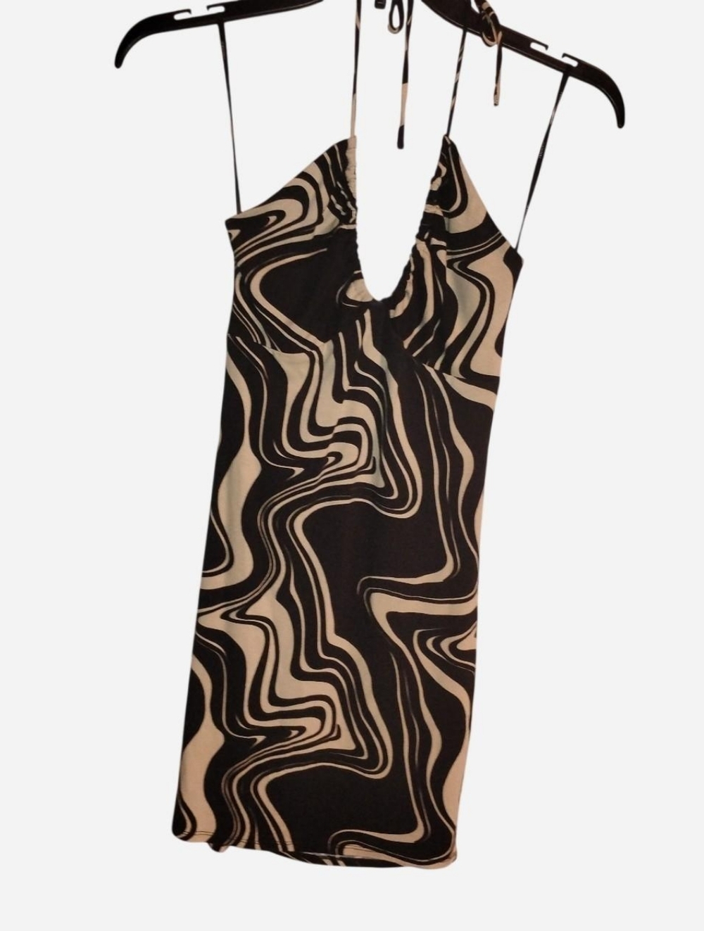 Psychedelic Swirl Halter Mini Dress - Size S